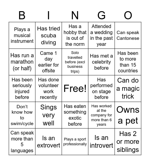 Untitled Bingo Card