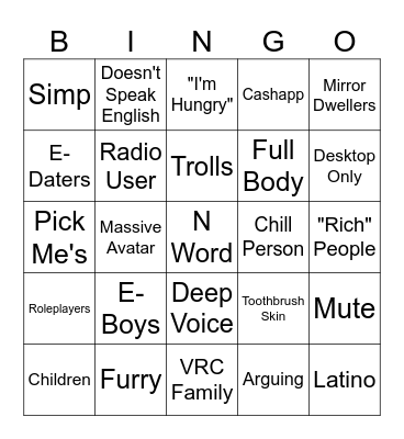 VRChat Bingo Card