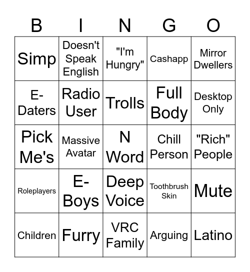 VRChat Bingo Card