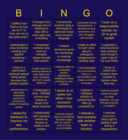 #IGNITEthechange Bingo Card