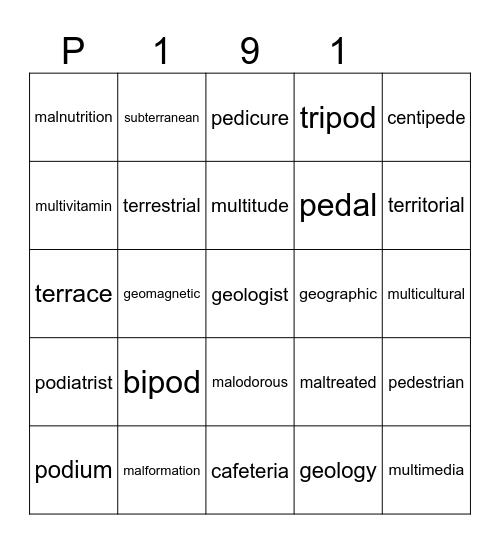 Purple 191 Bingo Card