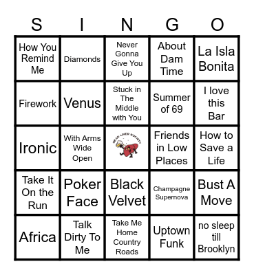 Karaoke Mingo! Bingo Card