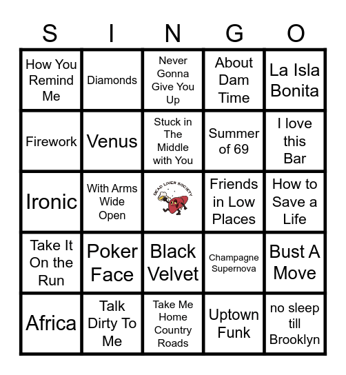 Karaoke Mingo! Bingo Card