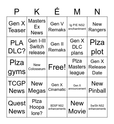 July 22nd 2026 Bingo Card