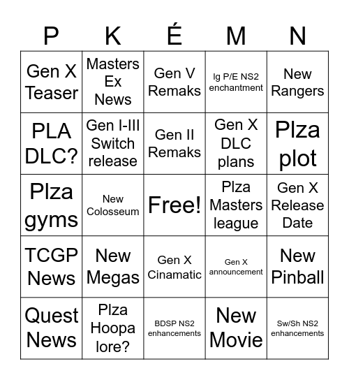 July 22nd 2026 Bingo Card