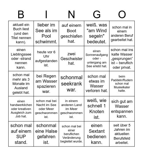 Finde eine Person, die... Bingo Card