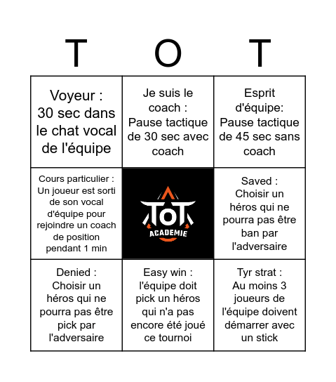 TOT ACADEMIE Bingo Card
