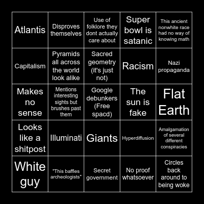 Conspiracy Theory Bingo Card