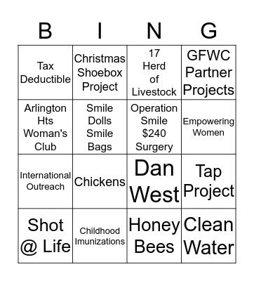 International Outreach Bingo Card