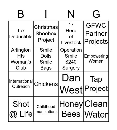 International Outreach Bingo Card