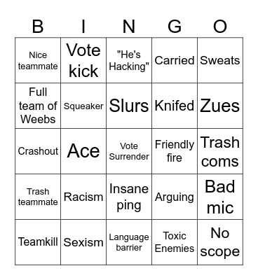 Cs2 Bingo Card