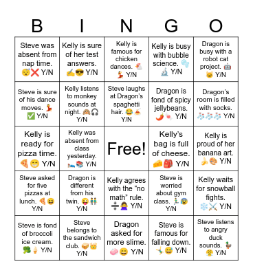 Steve listens to angry duck sounds. 🦆😤 Y/N Bingo Card