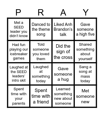 Friday Examen Bingo! Bingo Card