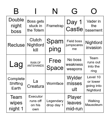 Nightreign Bingo Card