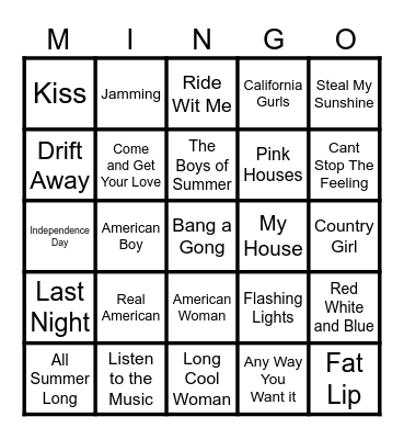 Fourth of July Blackout Party! Bingo Card