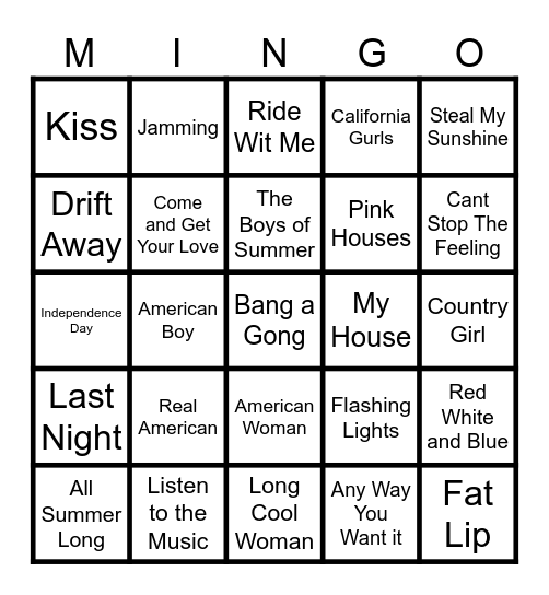 Fourth of July Blackout Party! Bingo Card