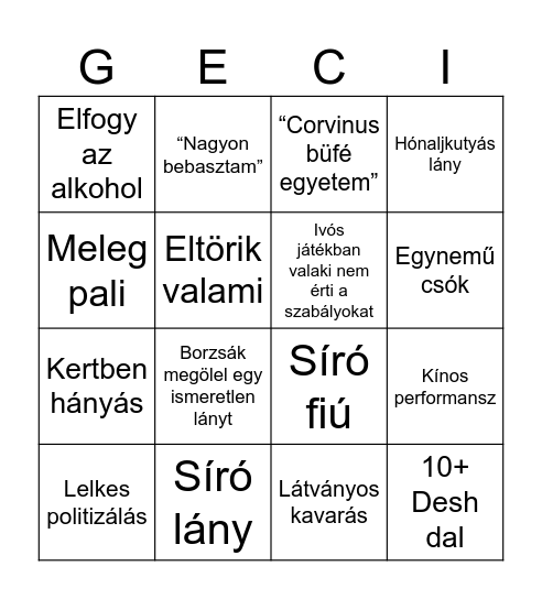 Szuromix Bingo Card