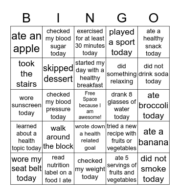Win with Wellness! Bingo Card