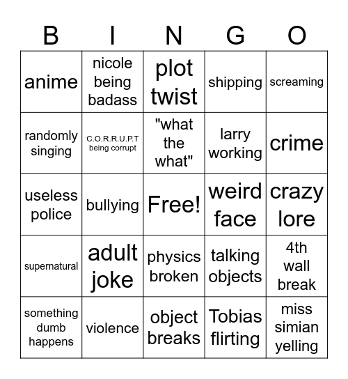gumball bingo Card