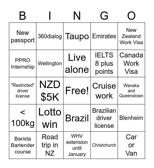 2025/2026 Bingo Card