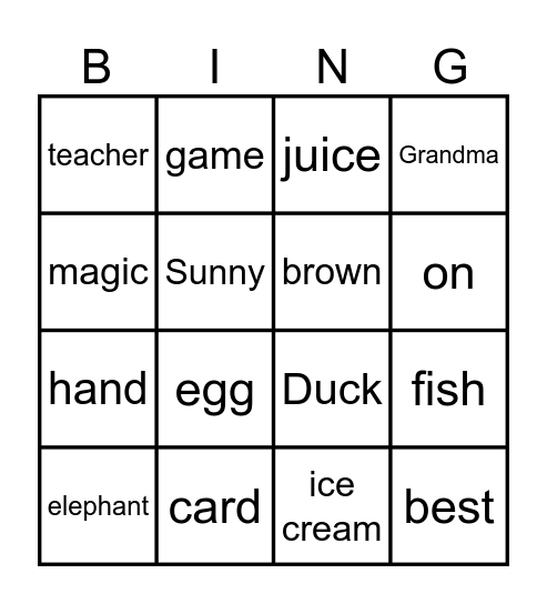 JET 1 Bingo Card