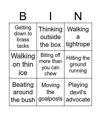 IDIOMS Bingo Card