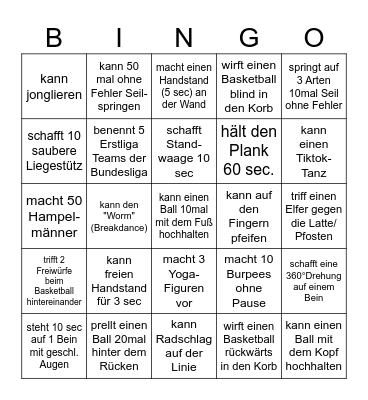 Sportbingo Card