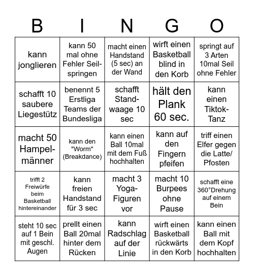 Sportbingo Card