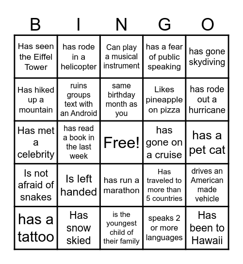 Sales Team Bingo Card