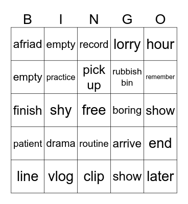 Untitled Bingo Card