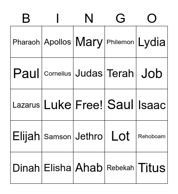 Bible Characters Bingo Card