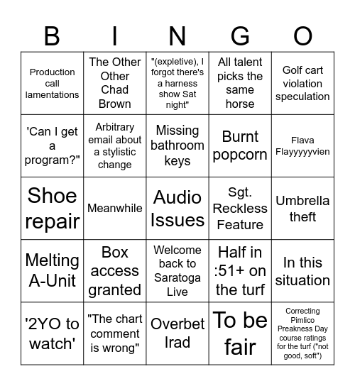 Week 1: 'Murica Bingo Card