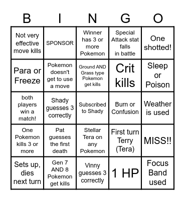 Then we fight bingo Shady Reading Minds Bingo Card