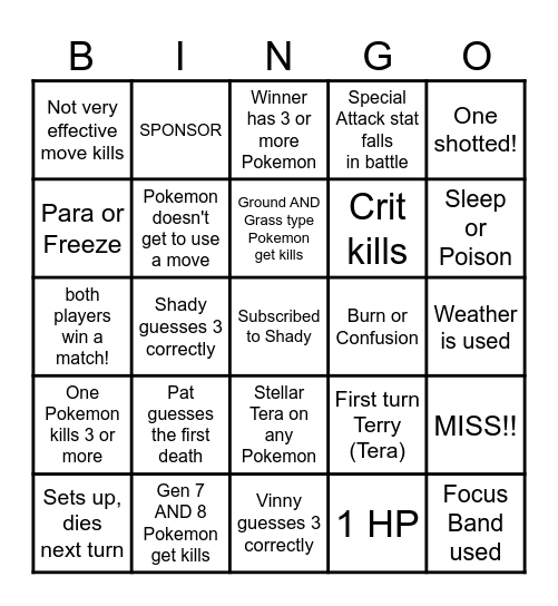 Then we fight bingo Shady Reading Minds Bingo Card