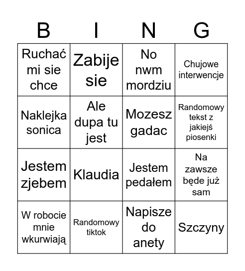 Rafał bingo Card