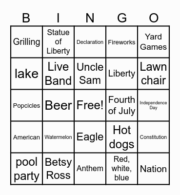 July 4th Bingo Card