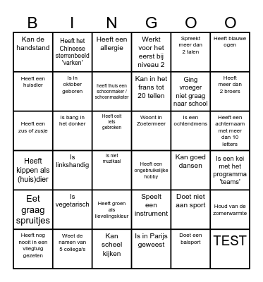 Kennismakingsbingo Card