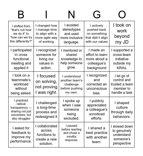 #IGNITEtheChange Bingo Card