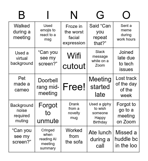WFM Bingo Card
