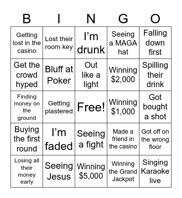 Vegas Bingo Card Bingo Card