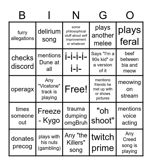 Snupy Bingo Version 2.0 Bingo Card