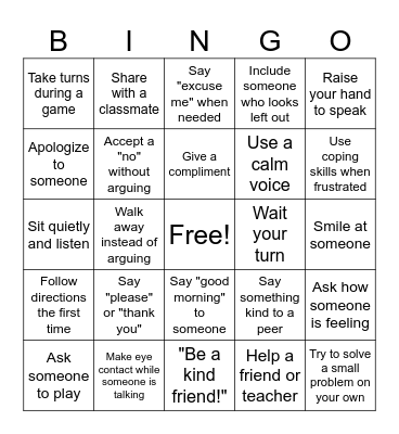 Social Bingo Card