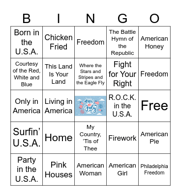 Fourth of July Bingo Card
