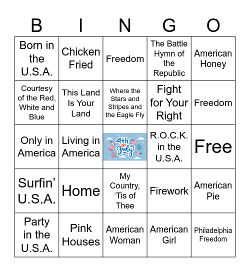 Fourth of July Bingo Card