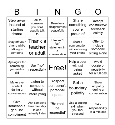 Social Bingo Card