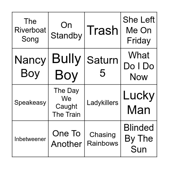 Round 2 Bingo Card