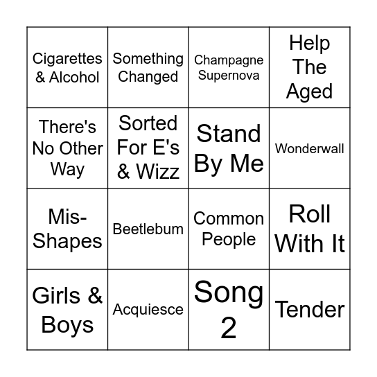 Versus Round Bingo Card