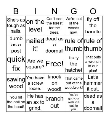 Cadette Woodworker Badge Bingo Card