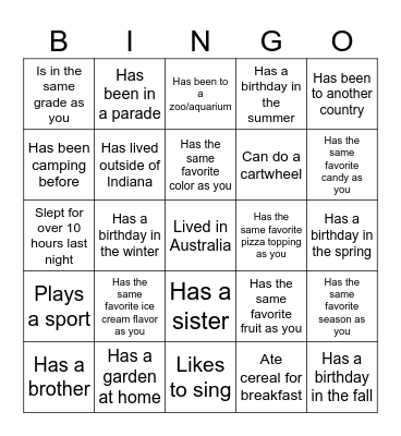 Find someone WHO... Bingo Card