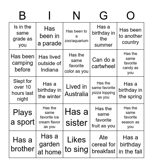 Find someone WHO... Bingo Card